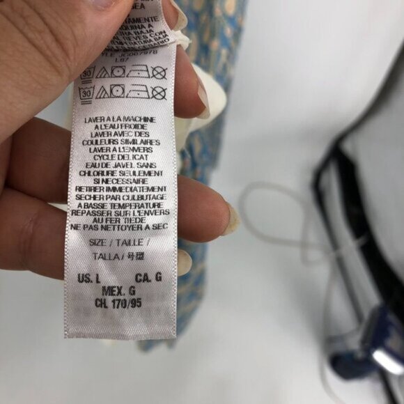 Juicy Couture Blue Beige multicolor Tiered Chiffon Paisley Maxi Dress size L - Picture 12 of 14